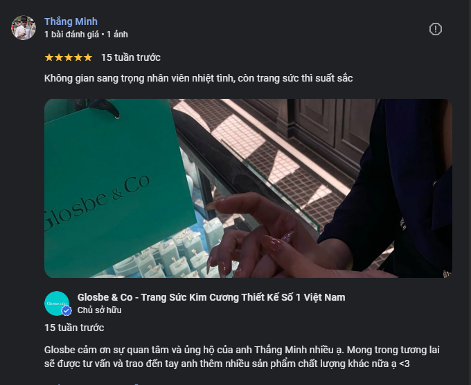 Đánh giá trải nghiệm dịch vụ mua sắm Trang sức tại Glosbe & Co