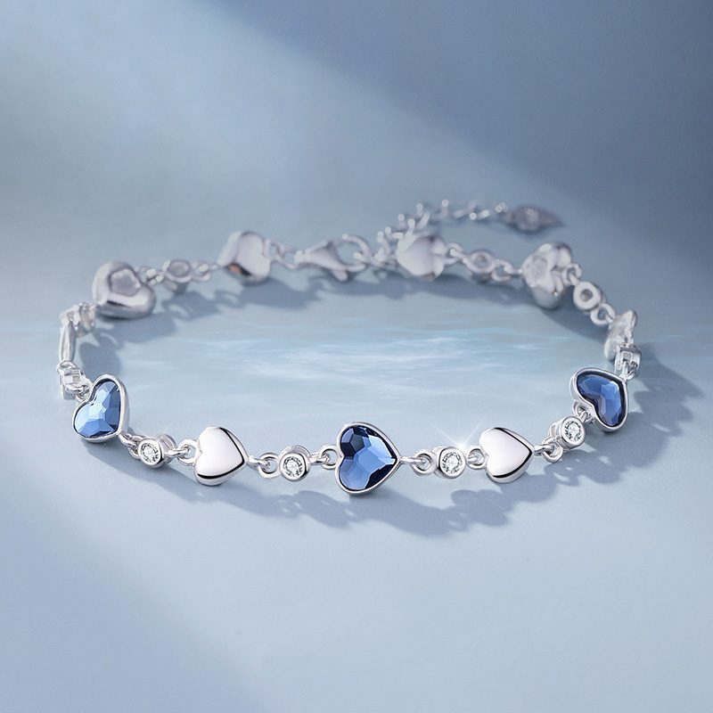 Lắc tay bạc nữ đính đá nhiều màu