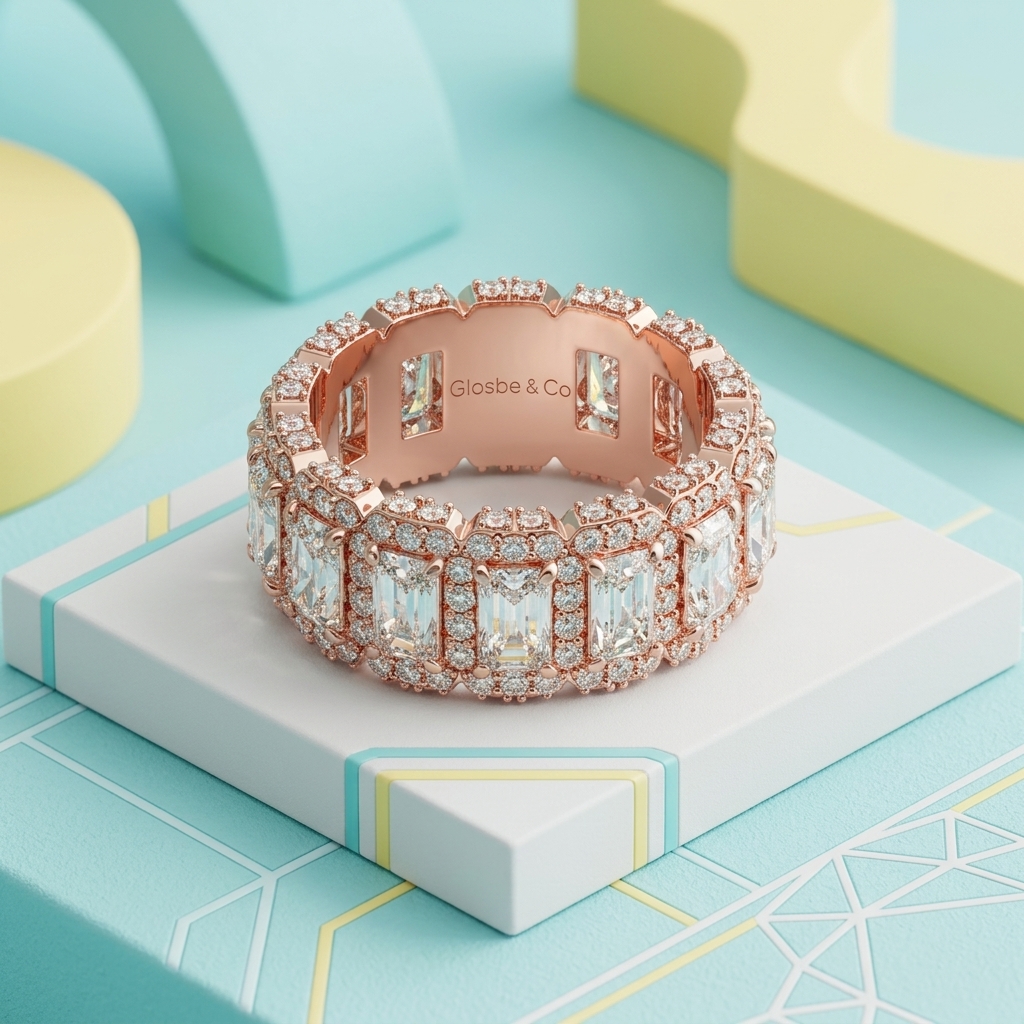 Nhẫn Tennis Baguette Moissanite 3x5mm Glosbe & Co