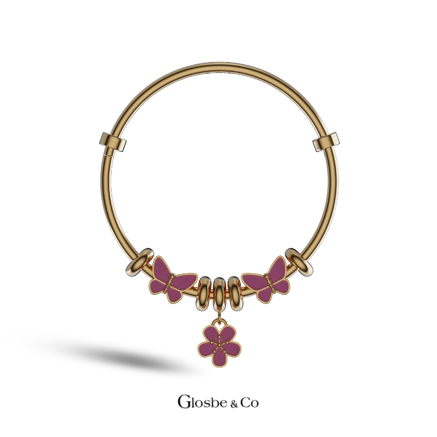 Vòng Bạc Cho Bé - Bướm Và Hoa Xinh Xắn