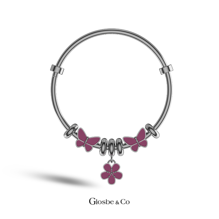 Vòng Bạc Cho Bé - Bướm Và Hoa Xinh Xắn