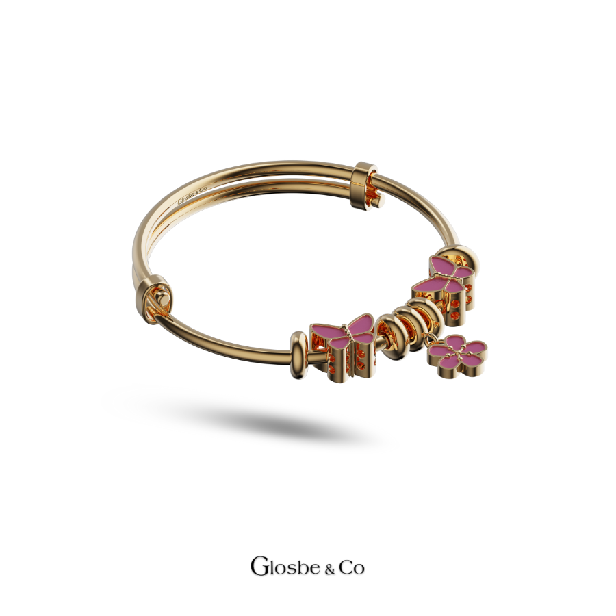 Vòng Bạc Cho Bé - Bướm Và Hoa Xinh Xắn