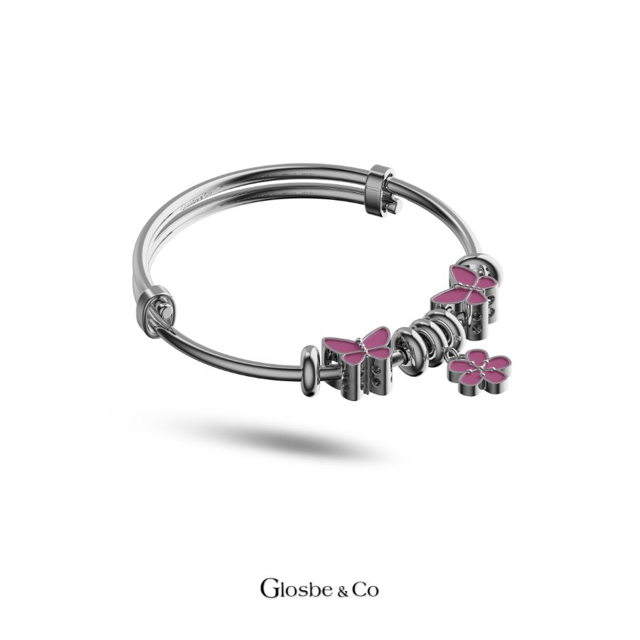 Vòng Bạc Cho Bé - Bướm Và Hoa Xinh Xắn