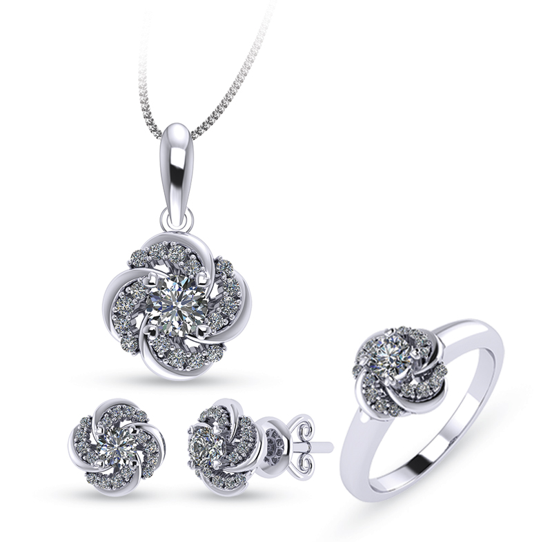 Bộ trang sức vàng trắng