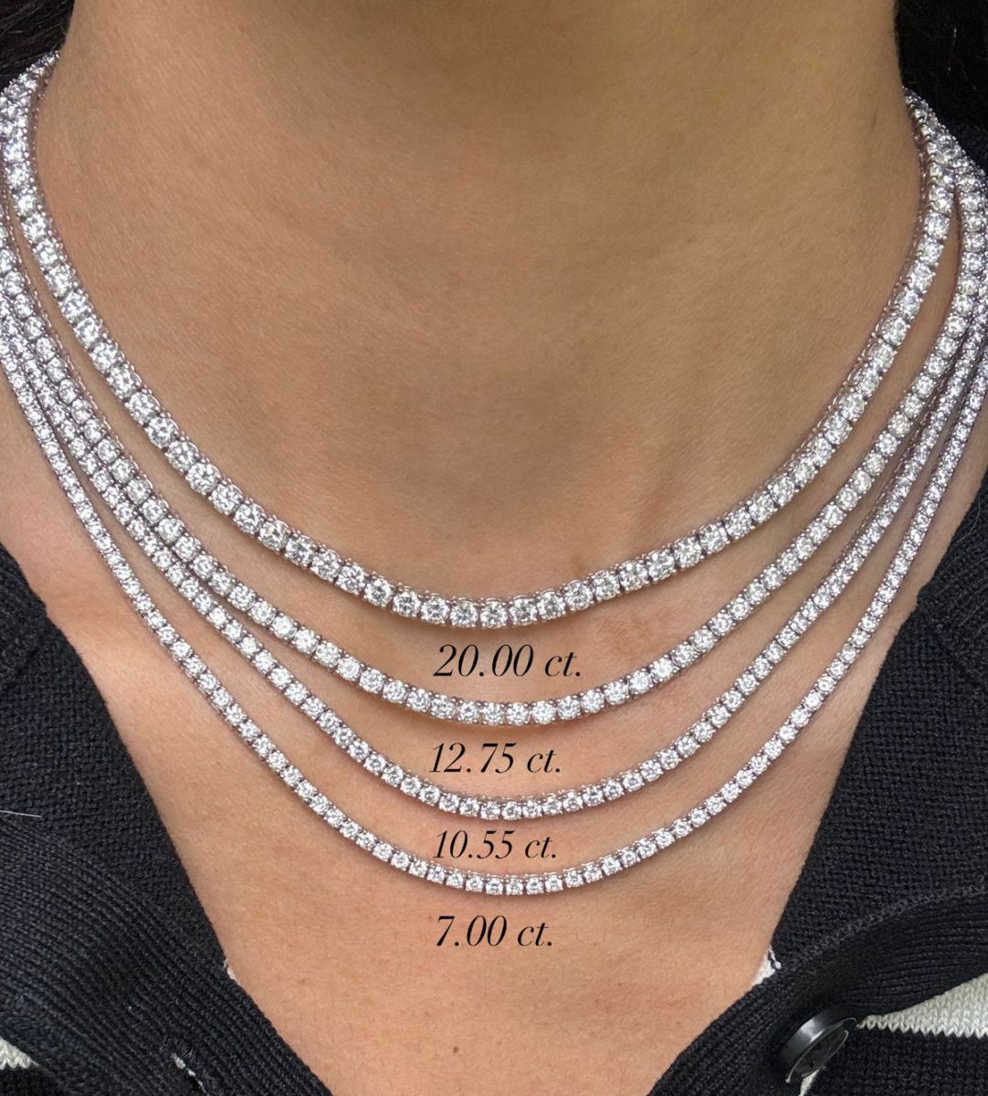 Các kích thước của dây chuyền tennis