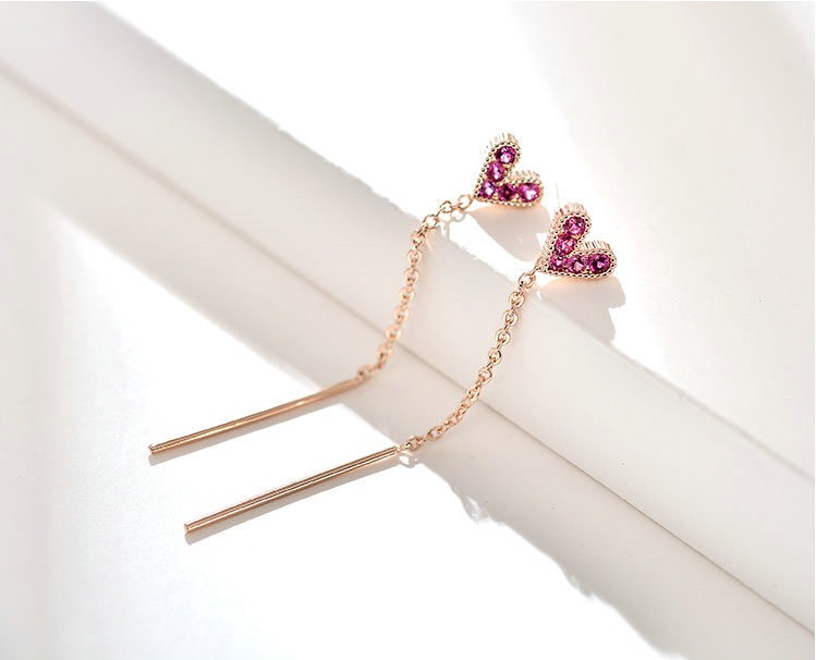 Bông tai bạc Pink Heart