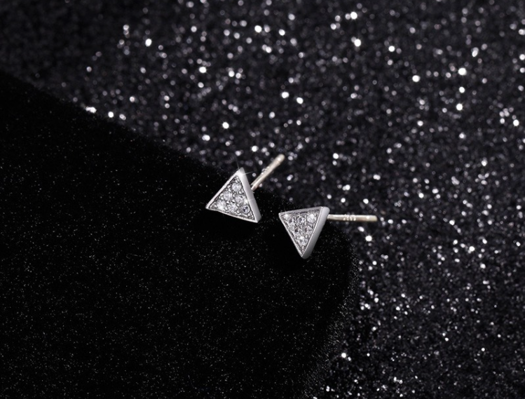 Bông tai bạc Triangle Ver2