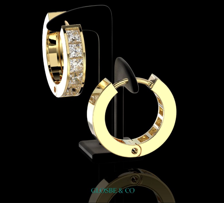 Khuyên tai nam kim cương Moissanite cá tính, mạnh mẽ