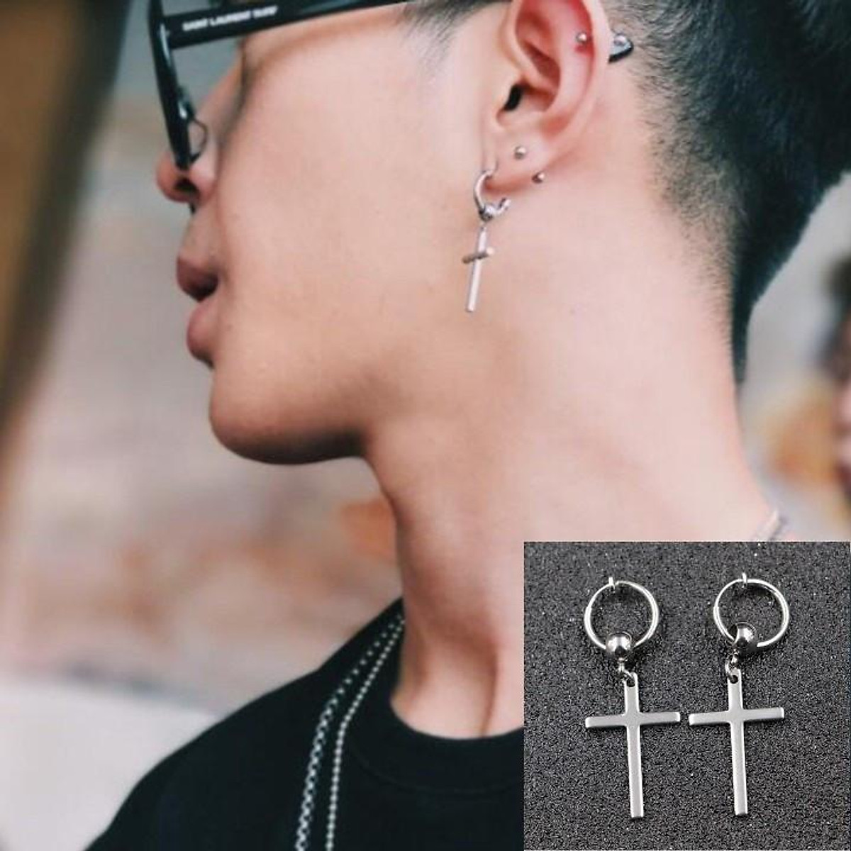 Khuyên tai nam không cần bấm lỗ cực “ngầu”