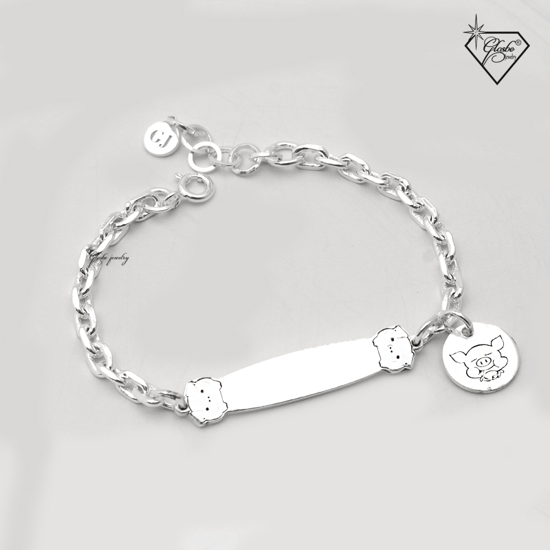 Lắc Bạc Nguyên Chất pink Pig