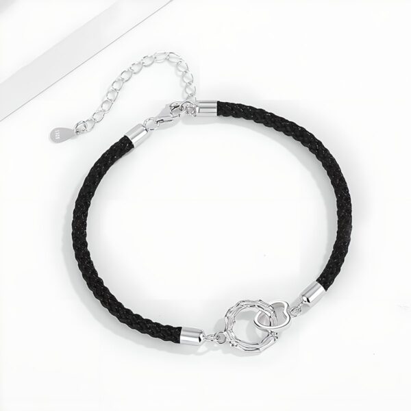 Lắc tay bạc kết hợp da – Silver Leather