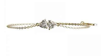 Lắc tay mắt xích xoắn Many Love trái tim kim cương vàng 18K
