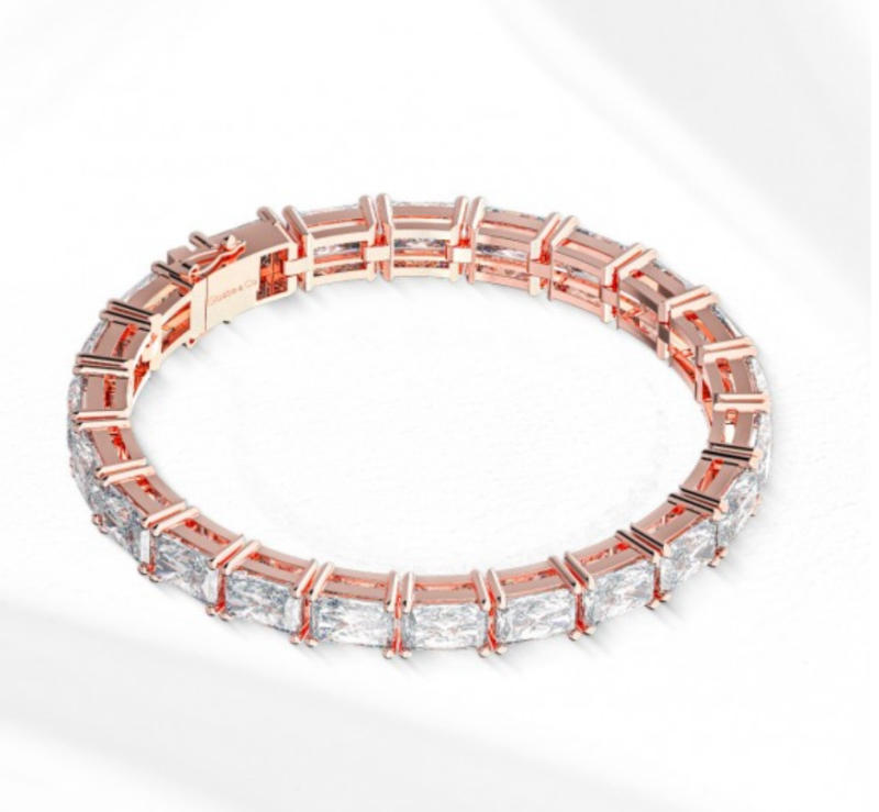 Lắc tay vàng kiểu Tennis Full kim cương Moissanite Emeral VIP