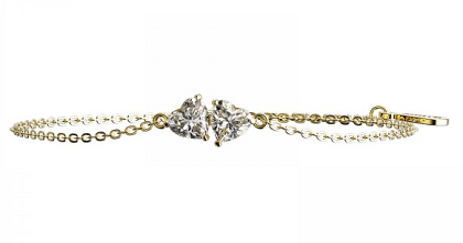 Vòng tay vàng 18K charm tim đôi đại diện cho tình yêu gắn kết