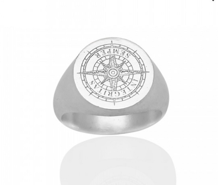 Nhẫn bạc nam đơn giản Signet Man cuốn hút