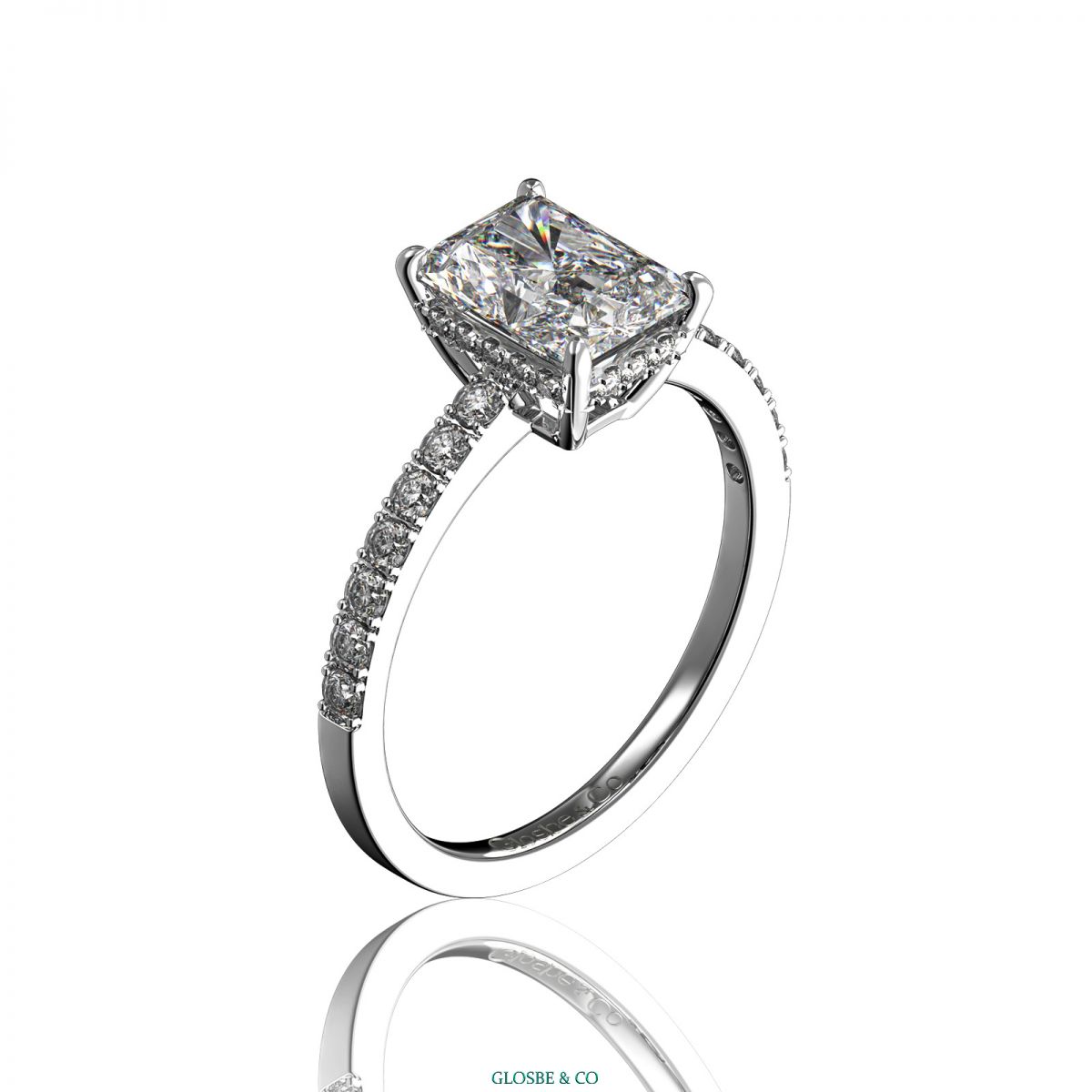 Nhẫn Bạc Nữ Full Kim Cương Moissanite Radiant 6x8 Ly Glosbe & Co - KIỂM ĐỊNH GRA