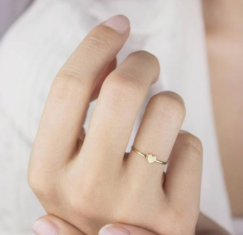 Nhẫn Vàng Nữ Đẹp Đơn Giản Hình Trái Tim 18K