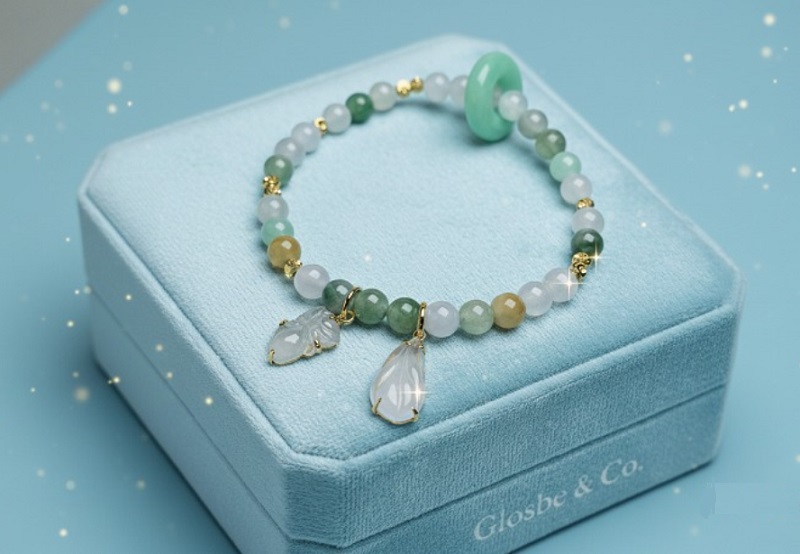 Trang sức đá quý hợp mệnh mộc vòng phỉ thúy mix charm vàng bạc