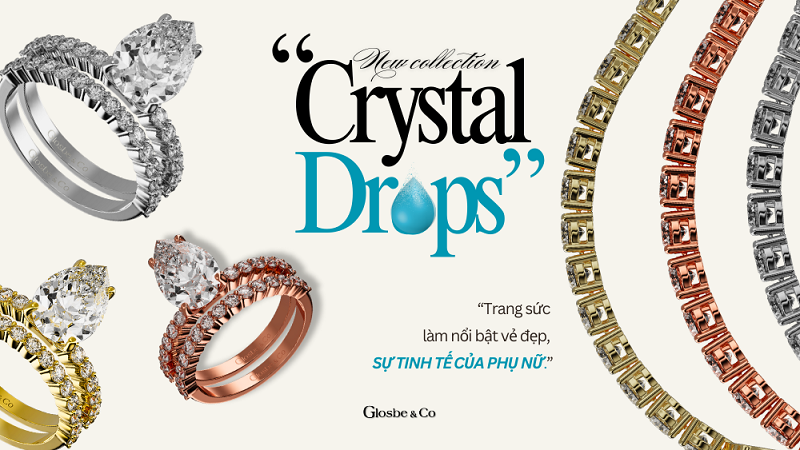 Lắc tay và bông tai kim cương thiết kế hình giọt nước thanh khiết Crystal Drop