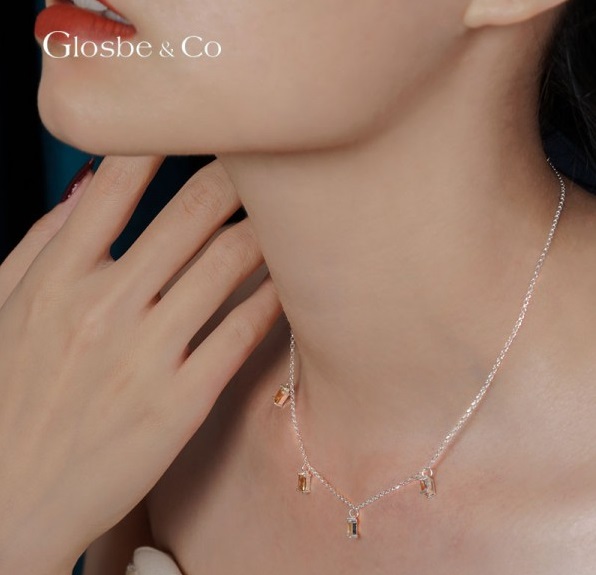 Vòng cổ bạc nữ thời trang mix charm đá quý